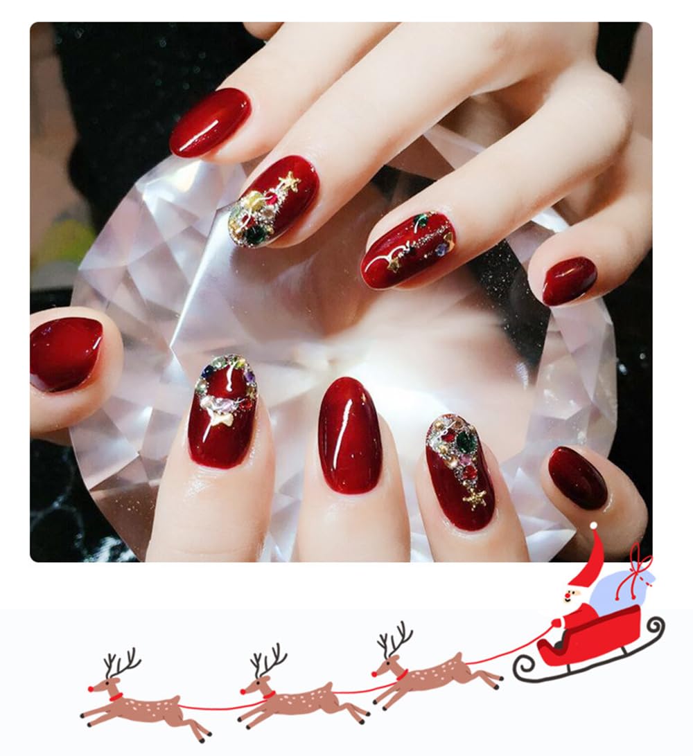 10Pcs Christmas Nail Charms Glitter 3D Crystals Diamonds Rhinestones Metal Alloy Christmas Snowflakes Small Bell Nail Art Charms Gems Design for Women Nail Art Decoration Supplies Craft Jewelry DIY