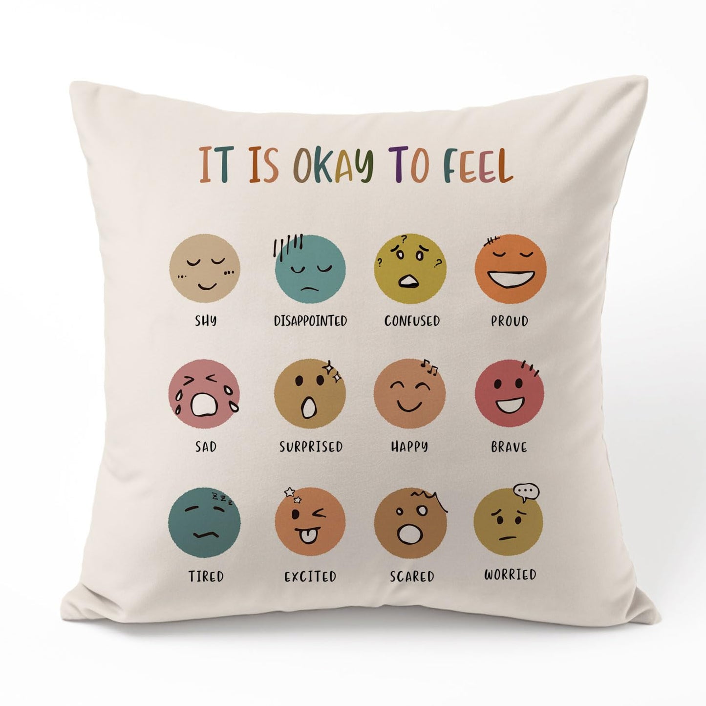 It’s Okay to Feel Pillow Covers, Feelings Are Okay Pillow, Therapy Office Decor, Calm Down Corner, Inclusive Classroom Pillow Cover, Teacher Gifts, Kids Room Throw Pillow Case