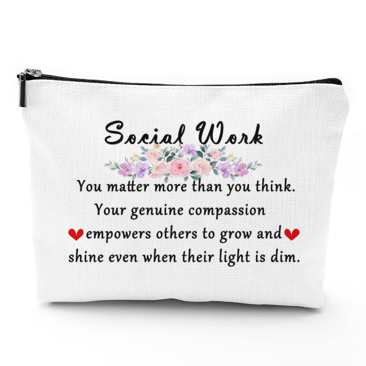 IENDY Social Worker Appreciation Gifts for Women Makeup Bag Birthday Christmas Thanksgiving Graduation Thank You Gifts for Social Worker Volunteer Coworkers Friends Cosmetic Bag Travel Pouch A002