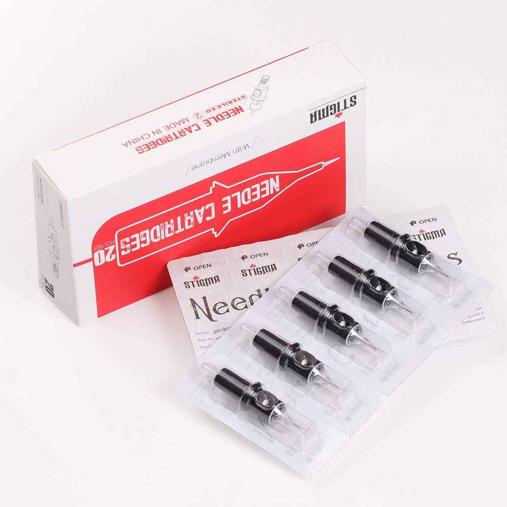 STIGMA #10(27RM) Bugpin Disposable Tattoo Needle Cartridges with Membrane Safety Cartridges for Tattoo Artists Curved/Round Magnum Shader Soft Edge 20Pcs Standard Pack EN05-20-1027RM