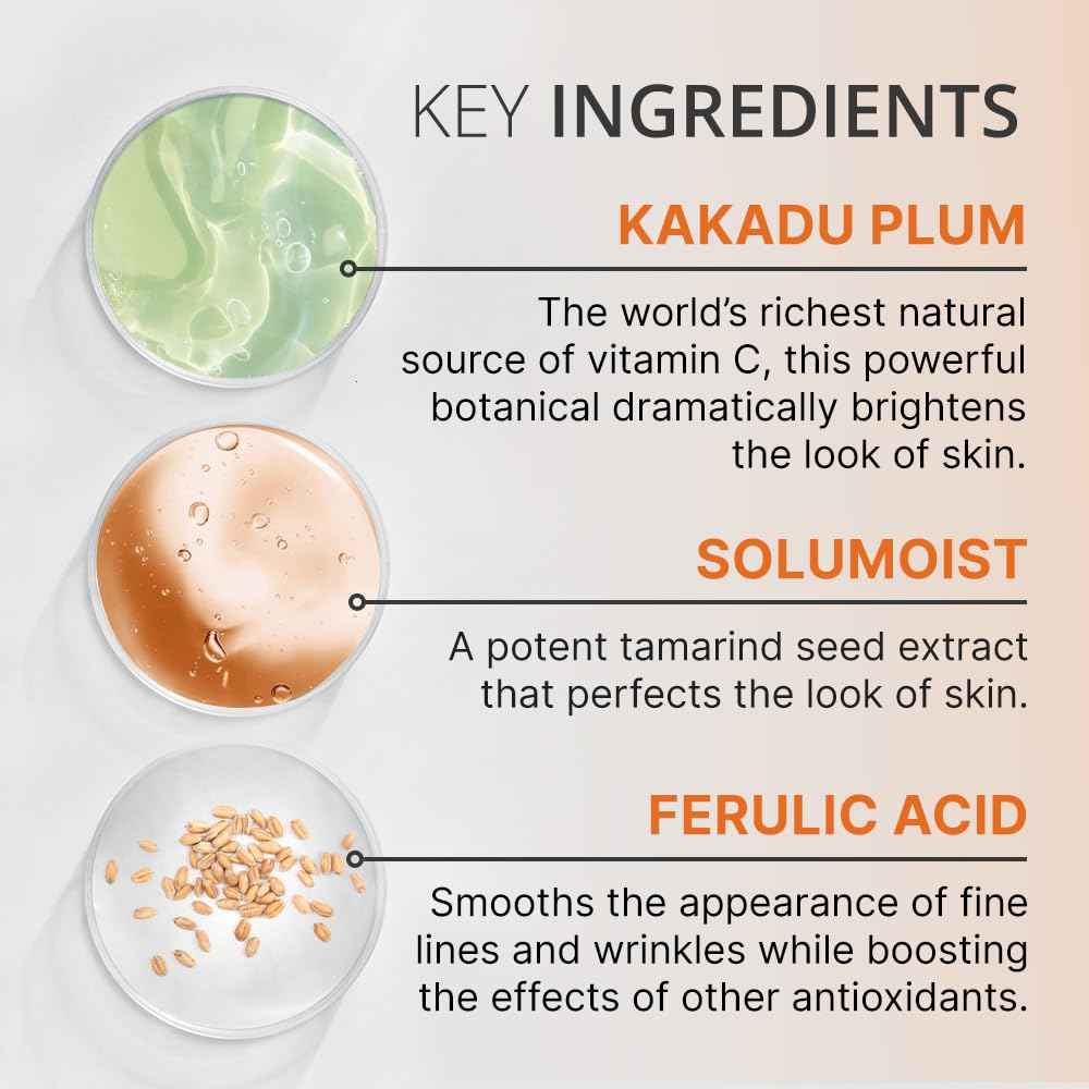 goPure Actives Vitamin C Serum - Brightening Serum with Vitamin C and Ferulic Acid, Face Moisturizing and Anti-Aging Benefits, Improves Skin Discoloration and Visibly Reduces Dark Spots - 1 fl oz