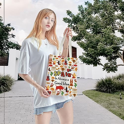 WCGXKO Spain Lover Gift Trip To Spain Gift Spain Is Always A Good Idea Zipper Pouch Cosmetic Bag (SPAIN tote)