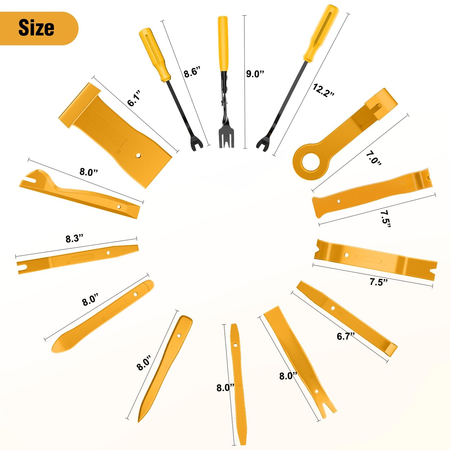 GOOACC 238Pcs Trim Removal Tool, Auto Push Pin Bumper Retainer Clip Set Fastener Terminal Remover Tool Adhesive Cable Clips Kit Car Panel Radio Removal Auto Clip Pliers, Yellow