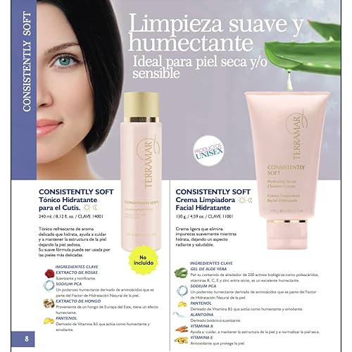 Terramar Consistently Soft Hydrating Facial Cleanser - Gentle Cream Face Wash, Removes Impurities, Leaves Skin Soft & Radiant, For Dry/Sensitive Skin
