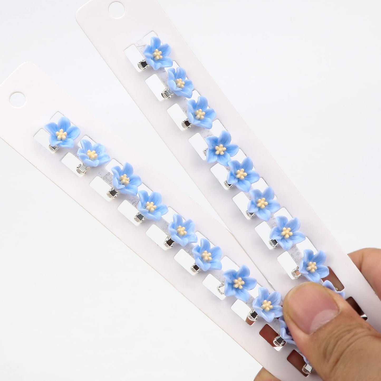 YISSION Mini Flower Hair Clips and Barrettes for Girls/Women - 20Pcs Cute Lily Clips for Hair Weddings, Bridal Accessories in Blue