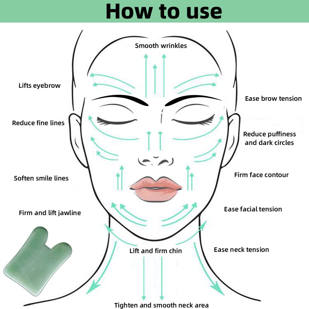 TOP SEWING Gua Sha Facials Tools for Nose Massage Tools Board Natural Jade Stone for SPA Acupuncture Therapy Trigger Point Treatment