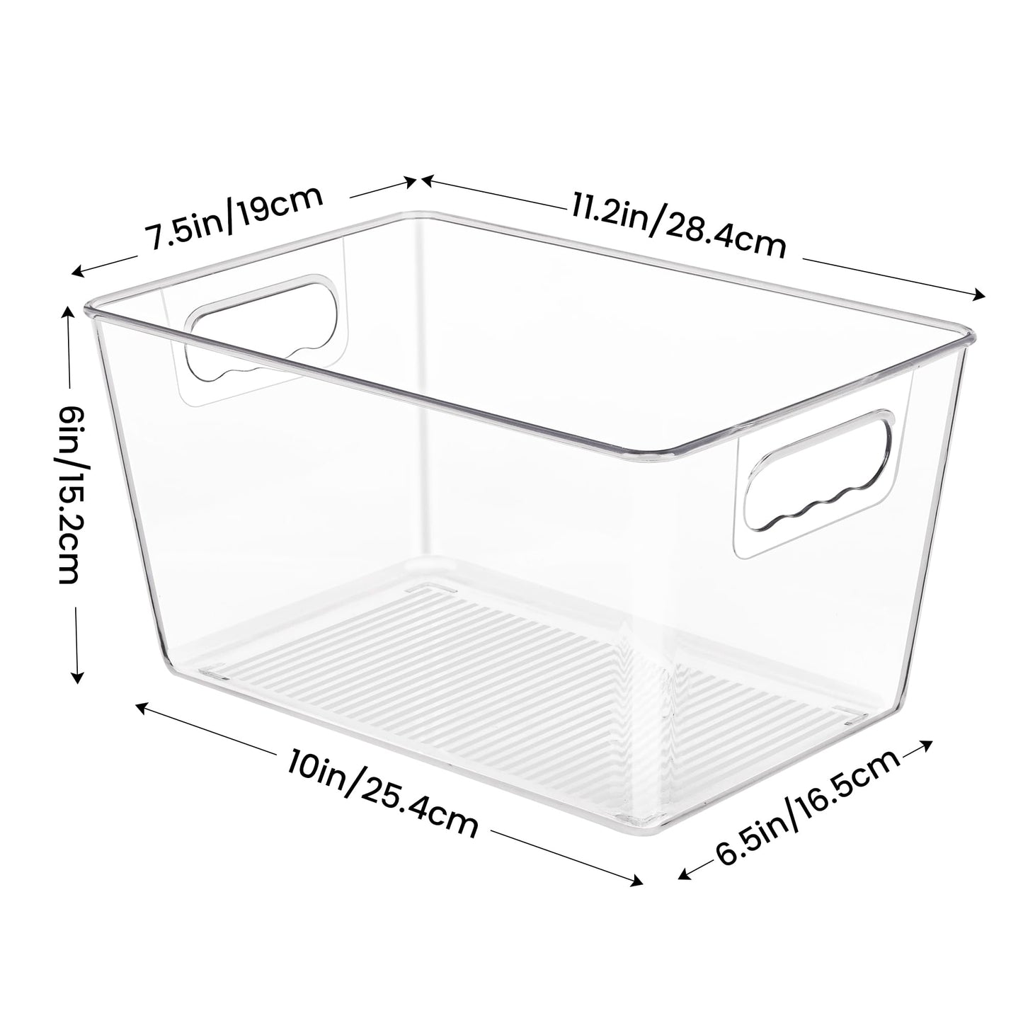 YIHONG Clear Plastic Storage Bins, 4 Pack Pantry Organizer Bins with Handle for Kitchen, Freezer,Cabinet,Closet Organization and Storage