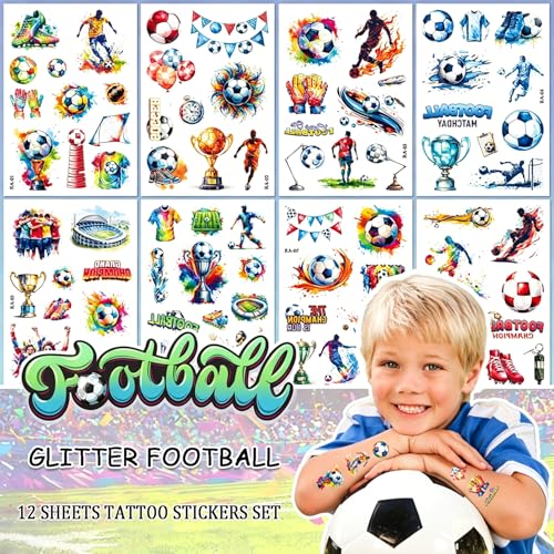 Soccer Temporary Tattoos - 12 Sheets Football Party Favors
