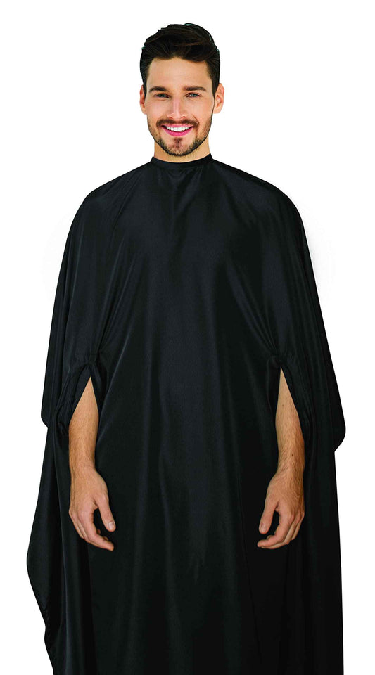 Cricket Hand Talker Salon Barber Cape – Haircutting Cape with Hand Openings for Client Mobility, Water-Resistant – Capes for Hair Stylists & Professionals – 54" x 62", Black