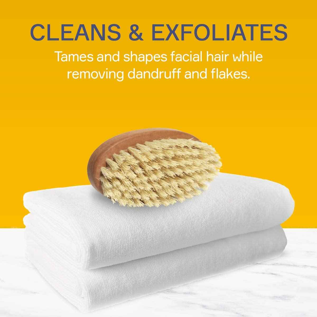 Seven Potions Vegan Beard Brush for Men — 100% Sisal Plant Fibre & Pear Wood — Firm Bristles to Gently Tame/Soften/Exfoliate – 100% Natural, Non-Synthetic