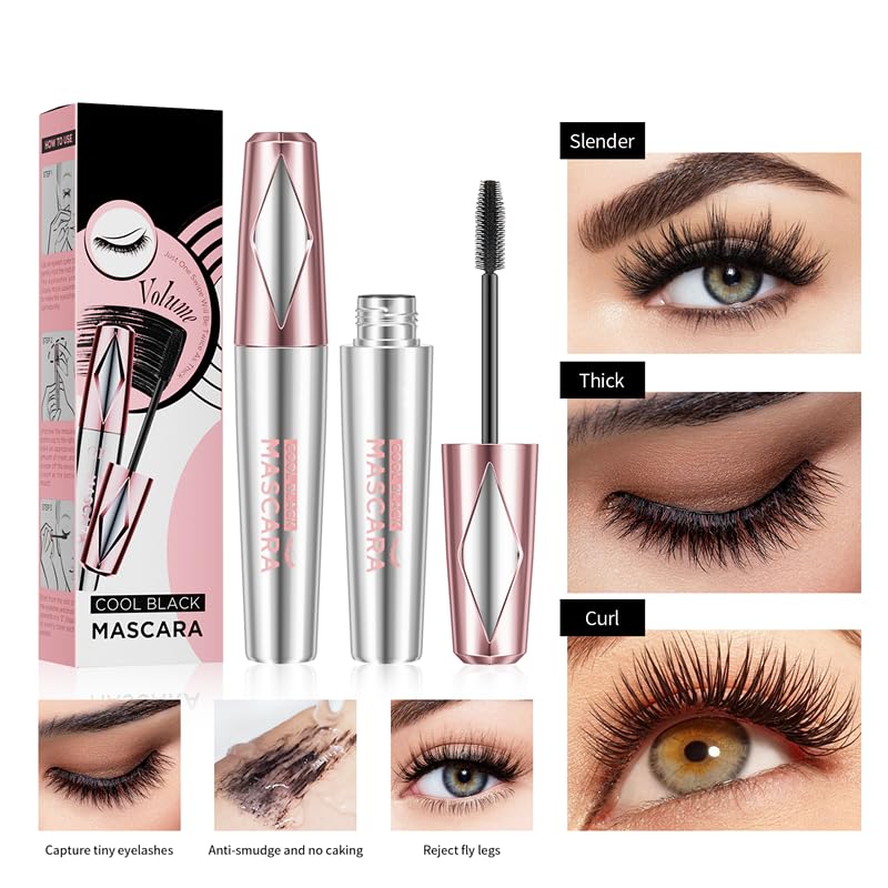 4D Silk Fiber Mascara - Waterproof Volume & Length (Black)