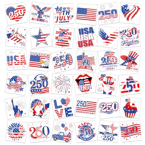 72Pc 4th of July Temporary Tattoos - Patriotic Party Favors