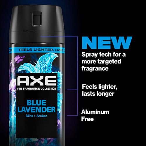 AXE Blue Lavender Body Spray - Long-Lasting Fragrance, 3-Pack 2.9oz