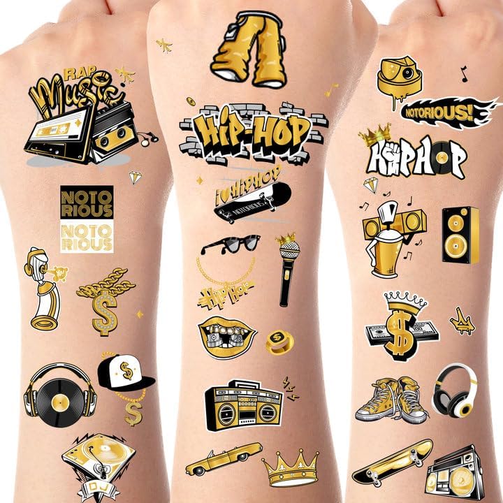 Hip Hop Temporary Tattoos 144pc Sheet Set