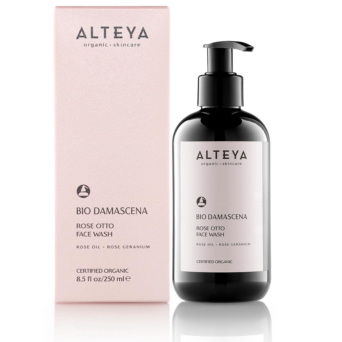 Alteya Organics Face Wash USDA Certified Organic Skin Care 8.5 Fl Oz/250 mL Bio Damascena Award-Winning Face Cleanser With Organic Bulgarian Rose Oil Purifying, Soothing and Beautifying