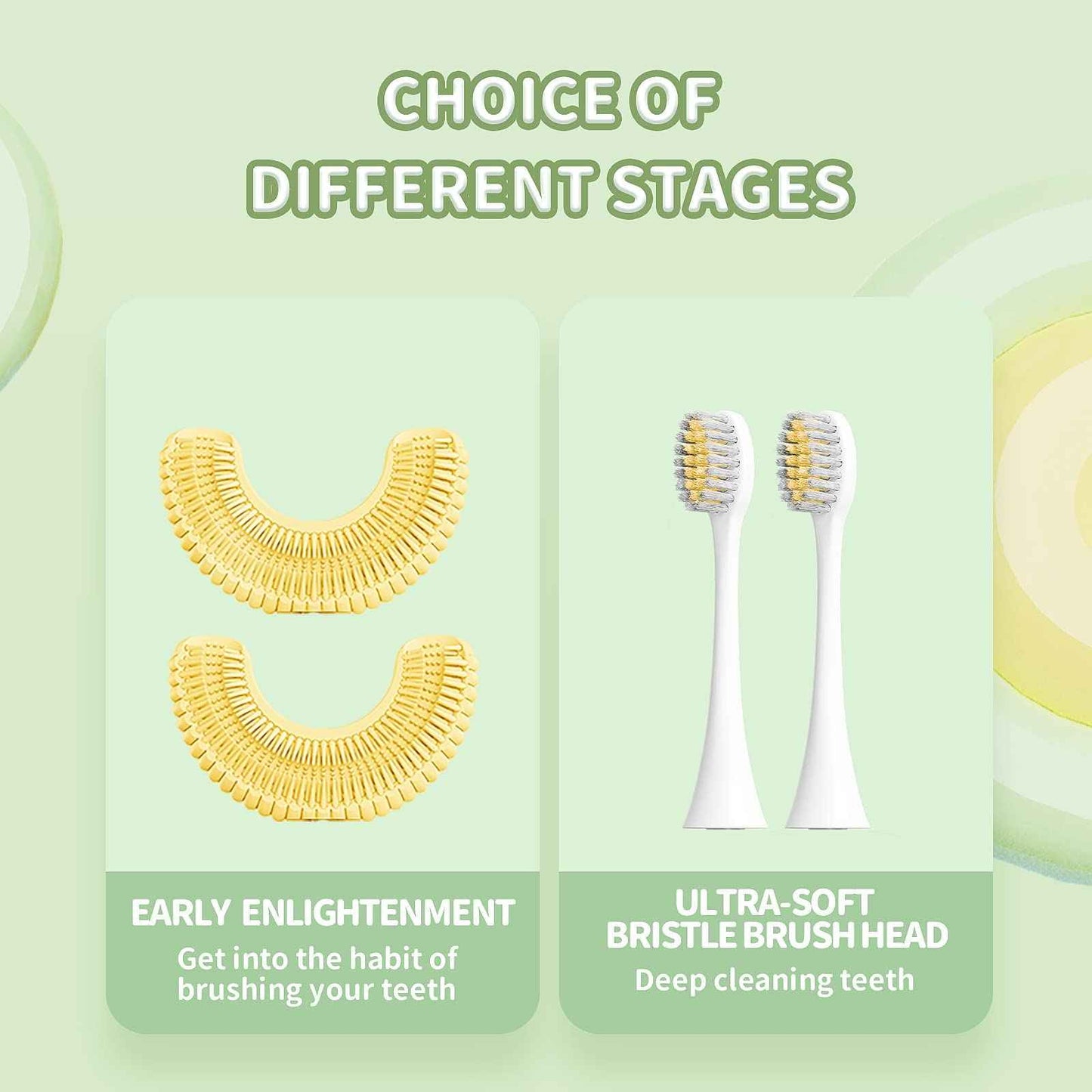 RexCodar Kids Electric Ultrasonic Toothbrush, U Shaped IPX7 Waterproof with 5 Smart Modes (Cartoon Duck, Ages 2-6)