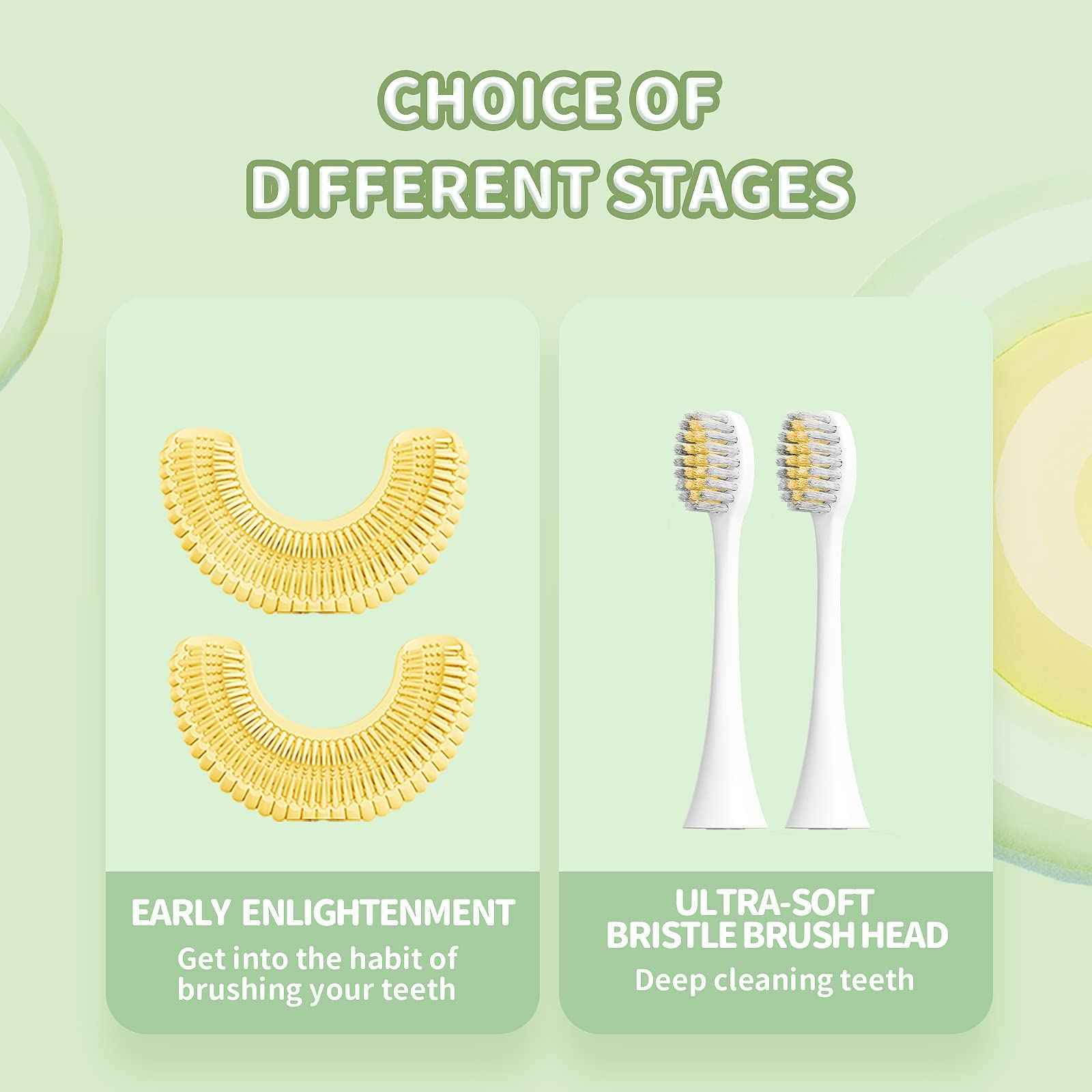 RexCodar Kids Electric Ultrasonic Toothbrush, U Shaped IPX7 Waterproof with 5 Smart Modes (Cartoon Duck, Ages 2-6)