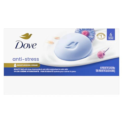 Dove Beauty Bar Gentle Cleanser Anti-Stress Cream Bar Moisturizes To Calm Skin Gentle Bar Soap Cleanser Made With 1/4 Moisturizing Cream 6 pack