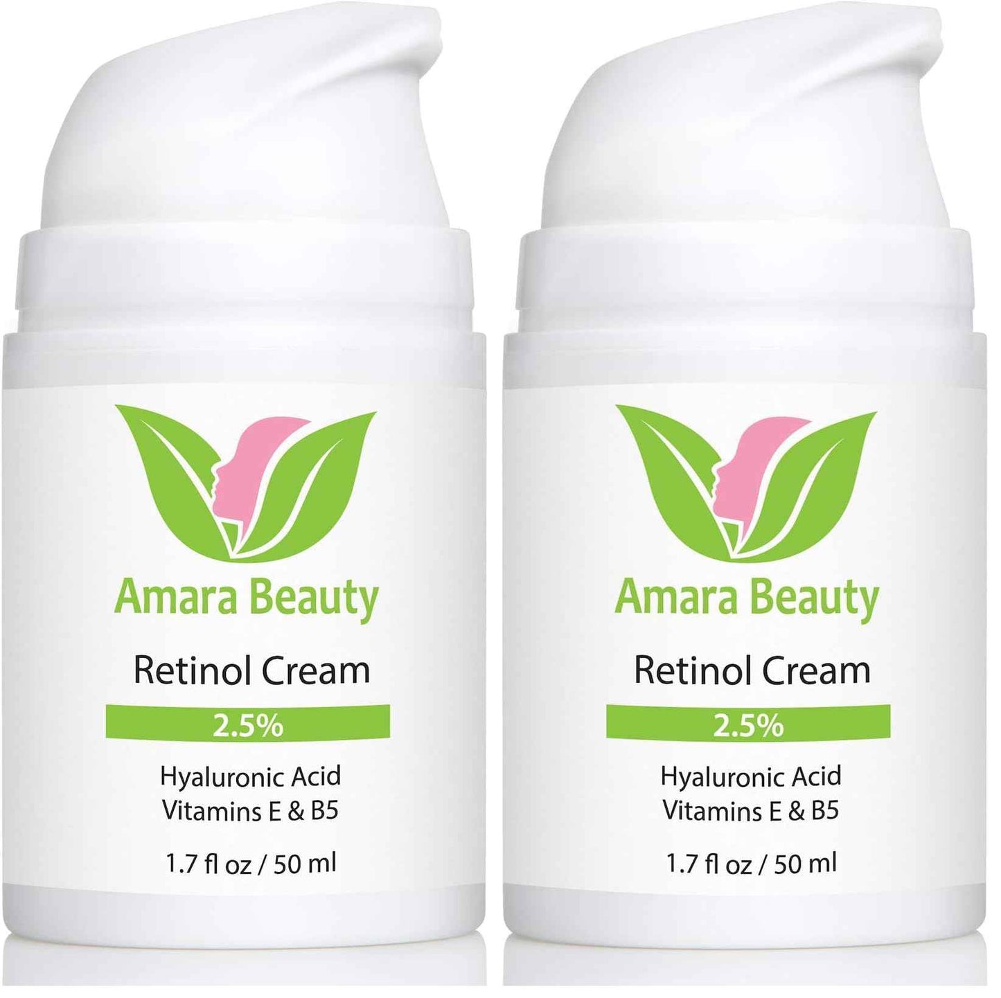 Retinol Cream for Face 2.5% with Hyaluronic Acid & Vitamins E & B5, 1.7 fl. oz. (Pack of 2)