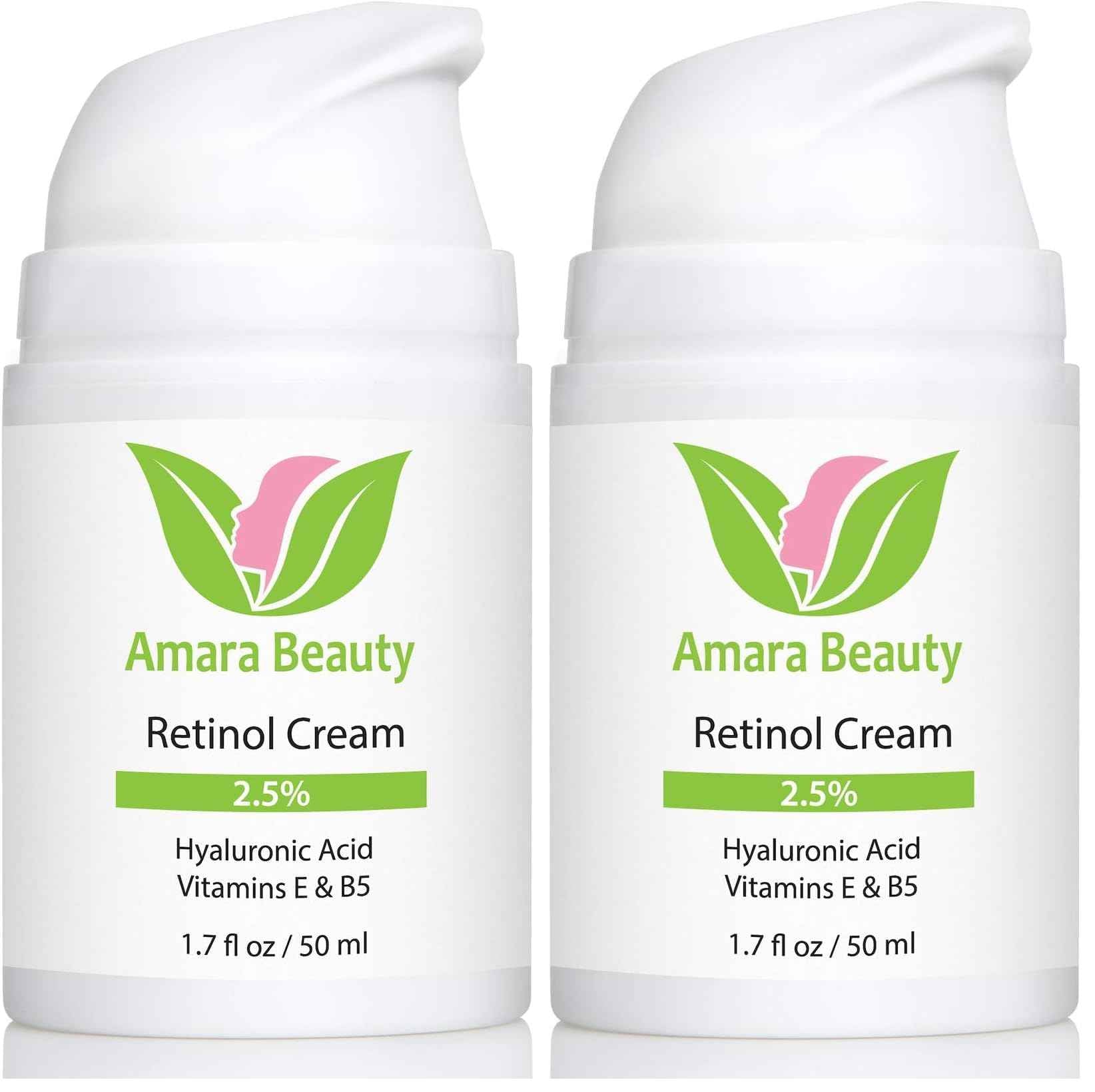 Retinol Cream for Face 2.5% with Hyaluronic Acid & Vitamins E & B5, 1.7 fl. oz. (Pack of 2)