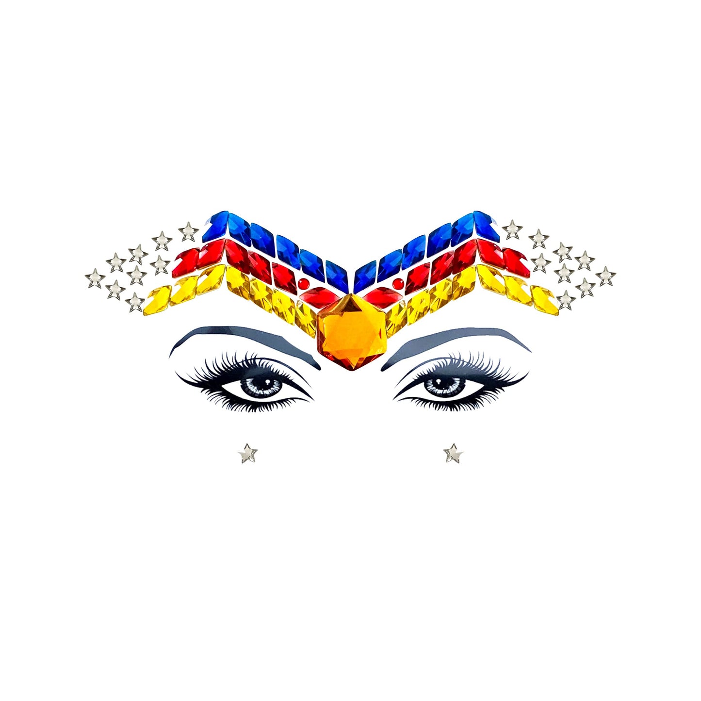 Neva Nude Super Hero 2.0 Crystal Face Jewels- Face Gems for Carnivals, Halloween, Festivals, Raves, & Parties | Medical Grade Adhesive, Waterproof, & Sweatproof | Made in USA