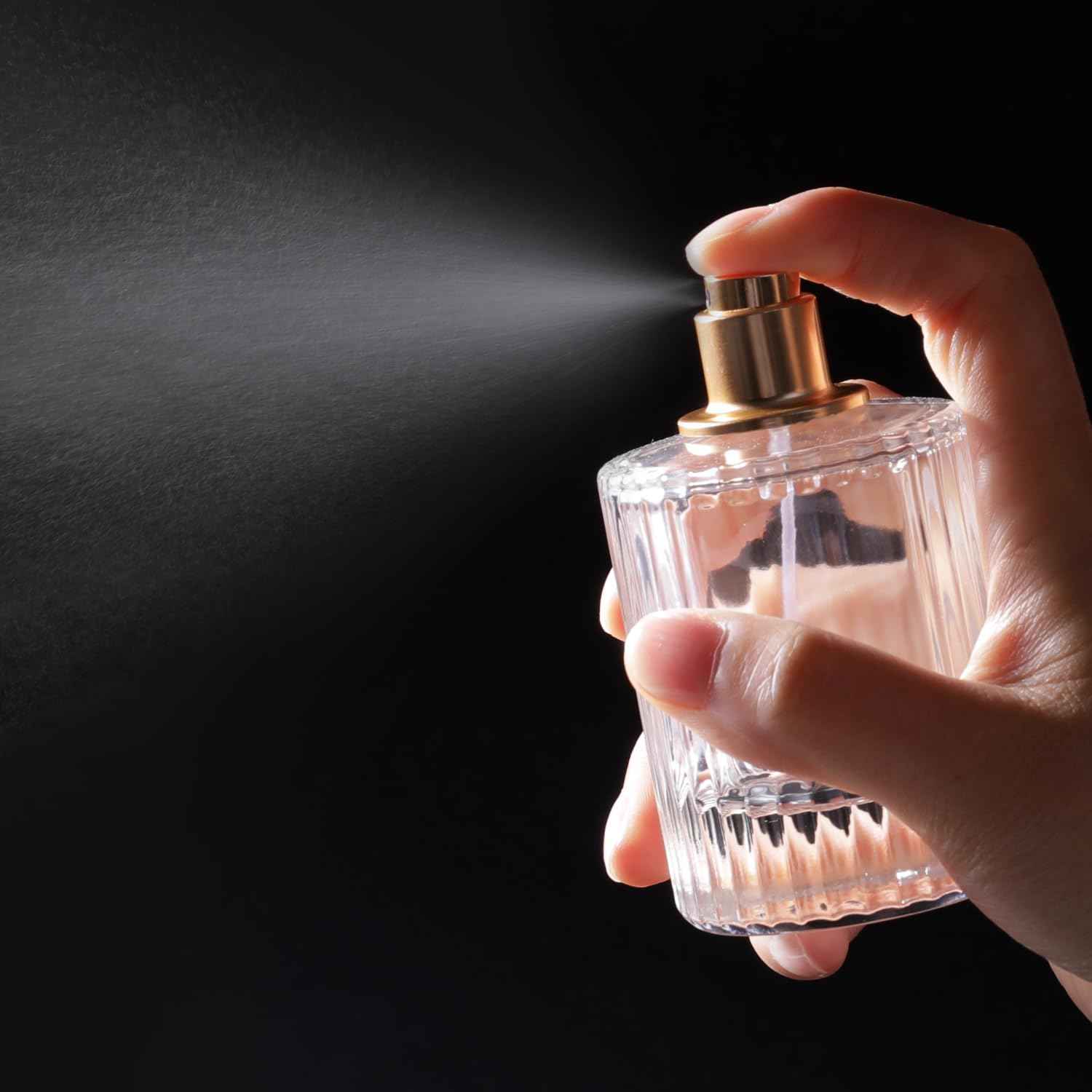 Yerpkefey 50ml/1.7 Oz Glass Spray Bottle Perfume Atomizer,Round Glass Perfume Travel Refillable Spray Bottle Empty with 3 Kinds of Dispenser (Clear1)