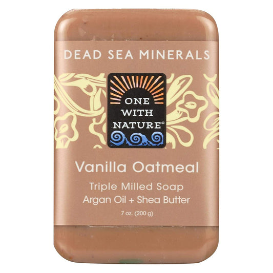 One With Nature Vanilla Oatmeal Dead Sea Mineral Soap, 7 Ounce Bar