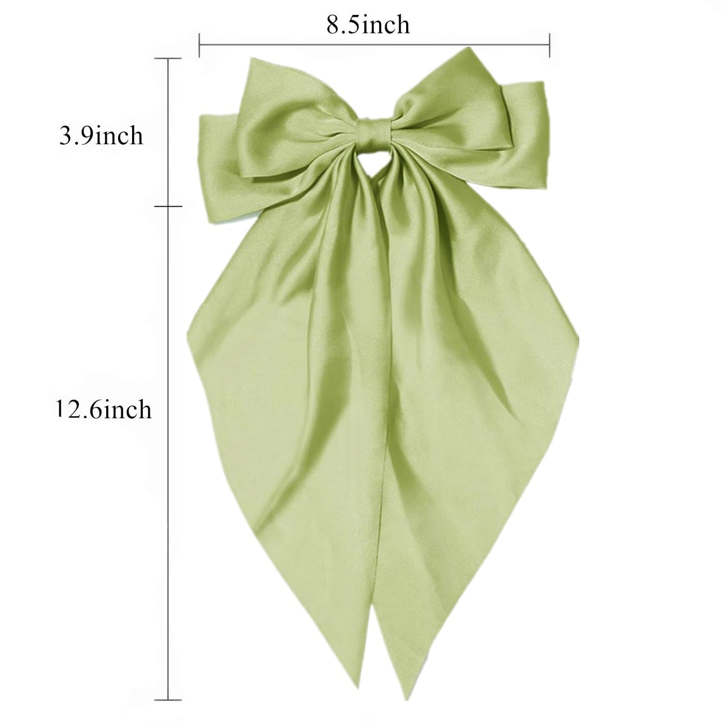 JOYRUBY Green Bow Hair Clips, 2PCS Hair Bows for Women Satin Big Bows for Girls, Long Tail Large Hair Bows for Girls Coquette Bows Hair Accessories