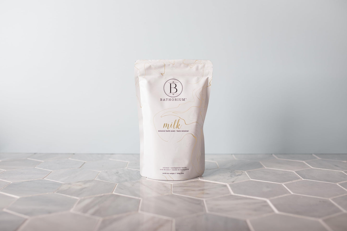 Bathorium Milk Mineral Bath Soak, Made with Coconut, Dead Sea Salt & Vanilla Bean CO2, Ideal for Hydration, Good for Sensitive Skin, Approximately 5 Baths, 23 oz