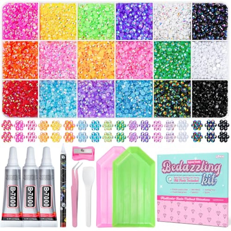 25000 Pcs 3mm Rainbow Rhinestones Bedazzling Kit with B7000 Glue