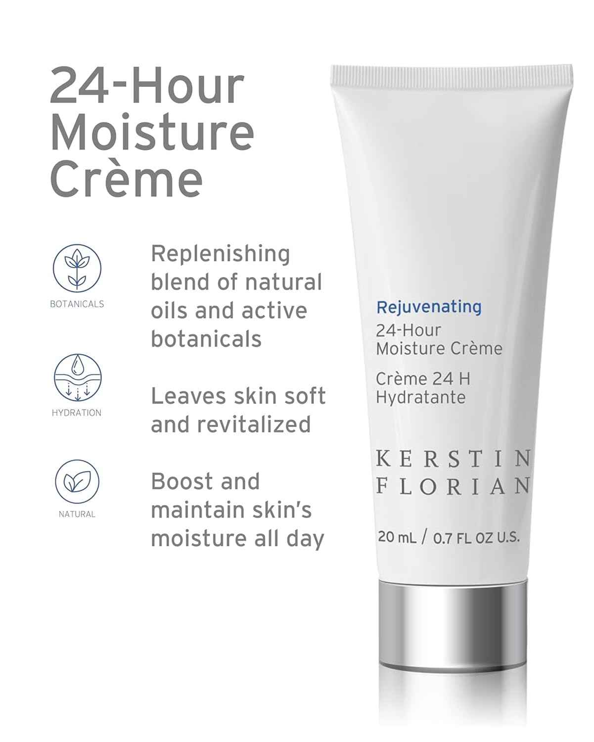 Kerstin Florian 24 Hour Moisture Creme | Travel Size | Anti Aging Face Moisturizer with Vitamin E | Hydrating Anti|Wrinkle Cream to Smooth Fine Lines | 0.7 fl oz