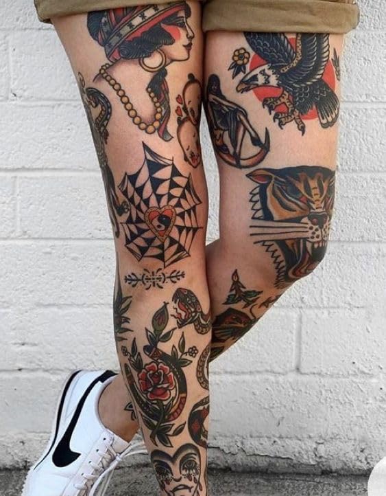 48 Sheets American Traditional Temporary Tattoos - Blackwork Designs