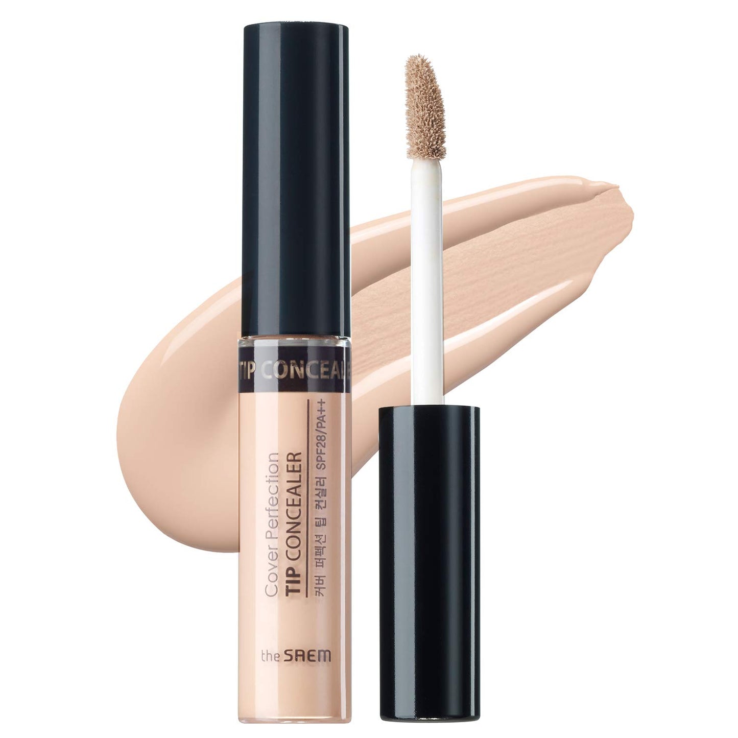 THE SAEM Cover Perfection Tip Concealer, Liquid Multi-Use Concealer, Full Coverage Makeup for Acne Dark Spots Dark Circles Hyperpigmentation and Blemishes, 0.2 fl. oz. (#1.5 Natural Beige)