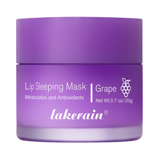 Hydrating Lip Sleeping Mask - Day and Night Repair Lip Balm for Chapped Dry Lips - Reduce Lip Lines, Enhance Lip Color, Hydrate & Plump Lips Care Lip Mask (Grape)