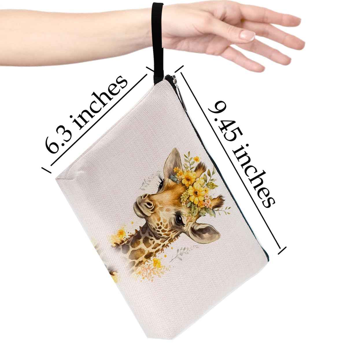 Floral Makeup Bag Giraffe Animal Lover Gifts for Women Her Farm Girl Bestie BFF Friend Daughter Giraffe Themed Gifts Cosmetic Bag Zipper Bag Travel Bag for Graduation Mothers Day Birthday Gifts