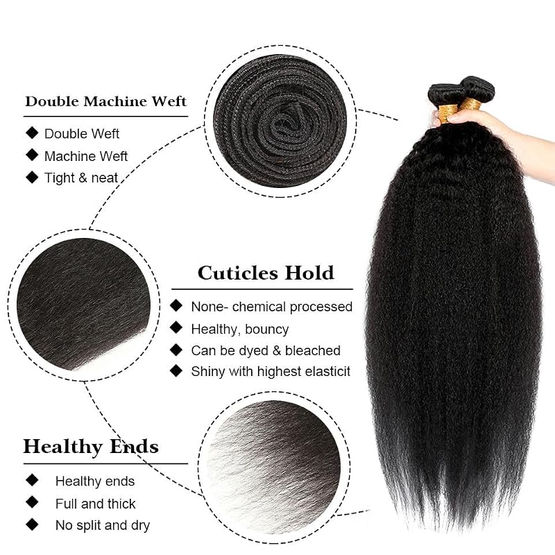 #1B Yaki Straight Human Hair Bundles 16 Inch 3-Pack
