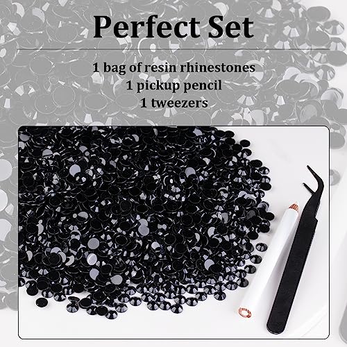 Black 3mm Resin Rhinestones Bulk Flatback Jelly Gems for Crafts & Nail Art - 5000pcs
