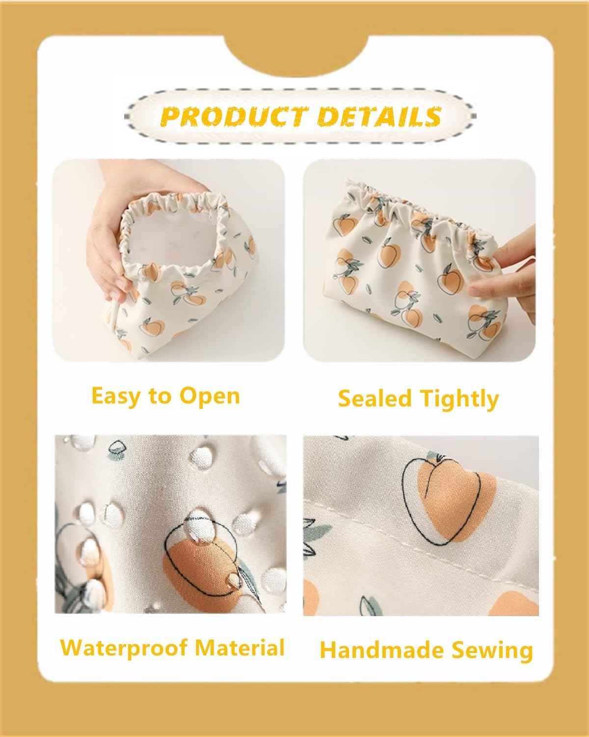 Gepehoho Small Makeup Bag for Purse, 3pcs Waterproof Mini Pouch, No Zipper Self-closing Travel Kit Storage Bag for Women & Girl (A)