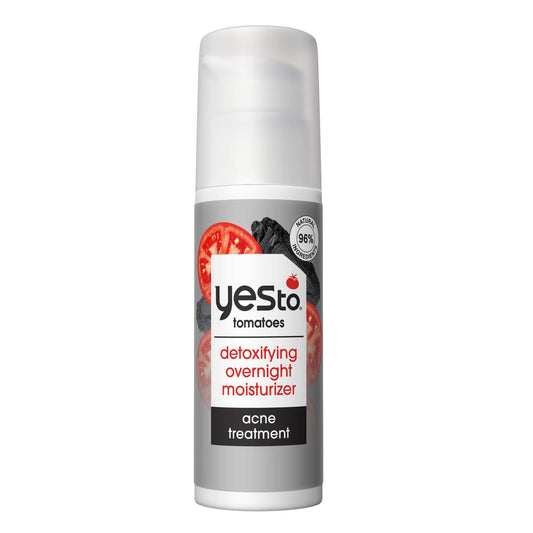 Yes To Tomatoes Detoxifying Overnight Moisturizer, Quick-Absorbing Formula That Helps Exfoliate Skin & Prevent New Acne, With Salicylic Acid & Charcoal, Natural, Vegan & Cruelty Free, 1.7 Fl Oz