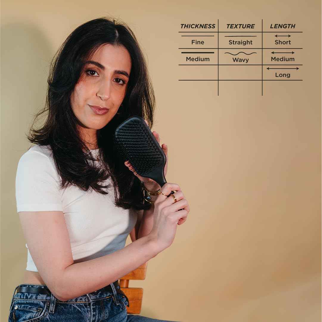 Denman (Black) Large Paddle Cushion Hair Brush for Blow Drying & Detangling - Comfortable Styling, Straightening & Smoothing - For Women and Men, D83