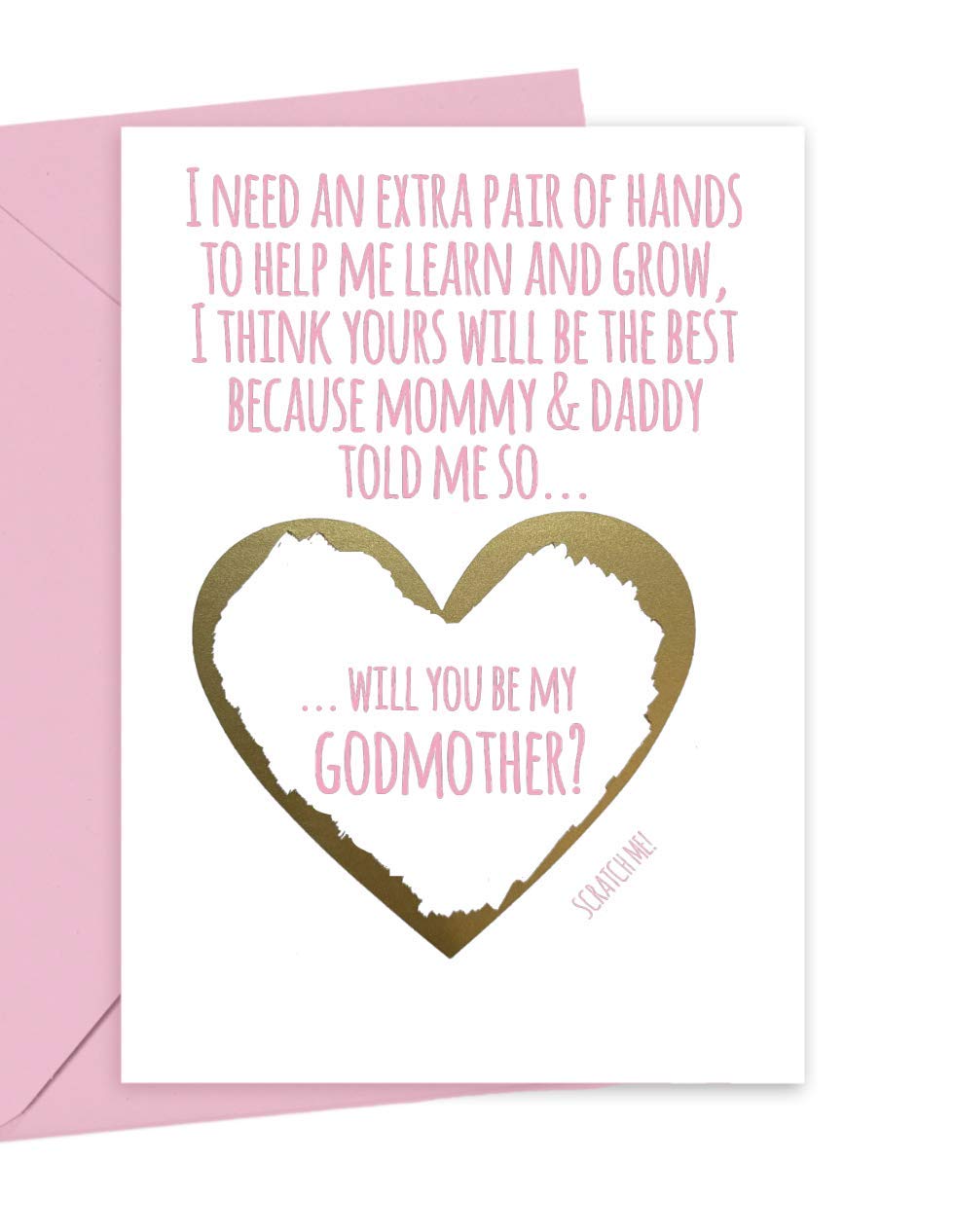 Will You Be My Godmother Scratch Off in Child Handwriting, I Need an Extra Pair of Hands Godmother Proposal Card from Niece, Nephew for Aunt, Best Friend (Extra Hands Godmother)