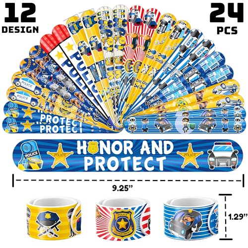Police Party Favors Set – 48 Tattoos & 24 Slap Bracelets