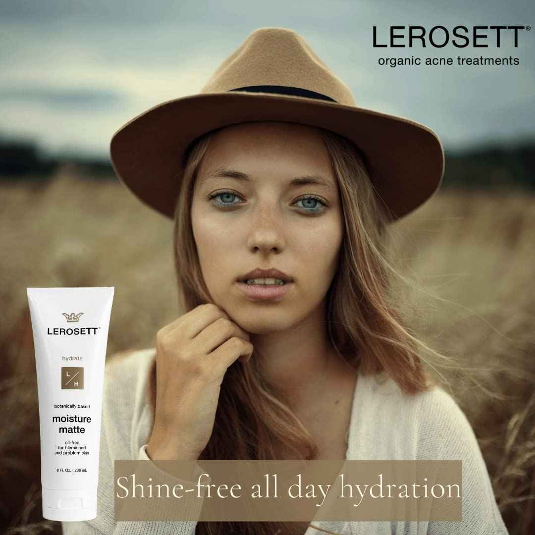 LEROSETT Oil-Free Moisturizer for Oily & Sensitive Skin, Lightweight Matte Hydration, Vegan Moisturizer, Aloe-Based with Vit-B5 + 7 Soothing Herbals, Non-comedogenic, Fragrance Free - 3 oz
