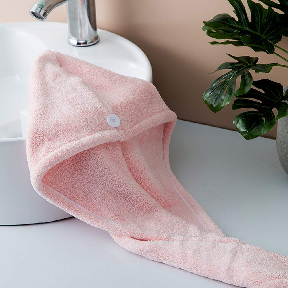 Microfiber Hair Drying Wrap Towel for Women Turban Fast Dry Pink