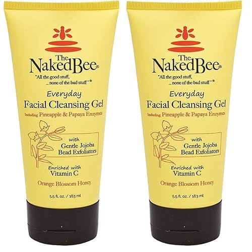 The Naked Bee Gel Cleanser Facial Wash (5.5 oz) Hydrating & Moisturizing - Daily Gel Cleanser Face Wash for All Skin Type with Orange Blossom Honey (Pack of 2)