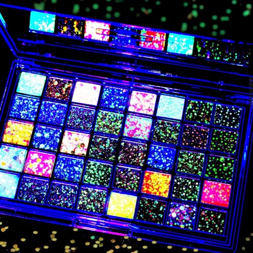 Fandamei 40-Color Glow in the Dark Glitter Kit for Face & Body