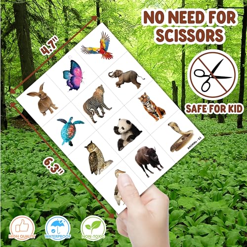 96 PCS Safari Animal Temporary Tattoos – Realistic Designs