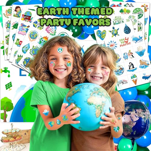 120 PCS Earth Day Temporary Tattoos for Kids | Pre-Cut Stickers
