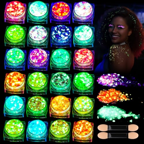 Teenitor Glow in Dark Body Glitter Gel - 24 Colors
