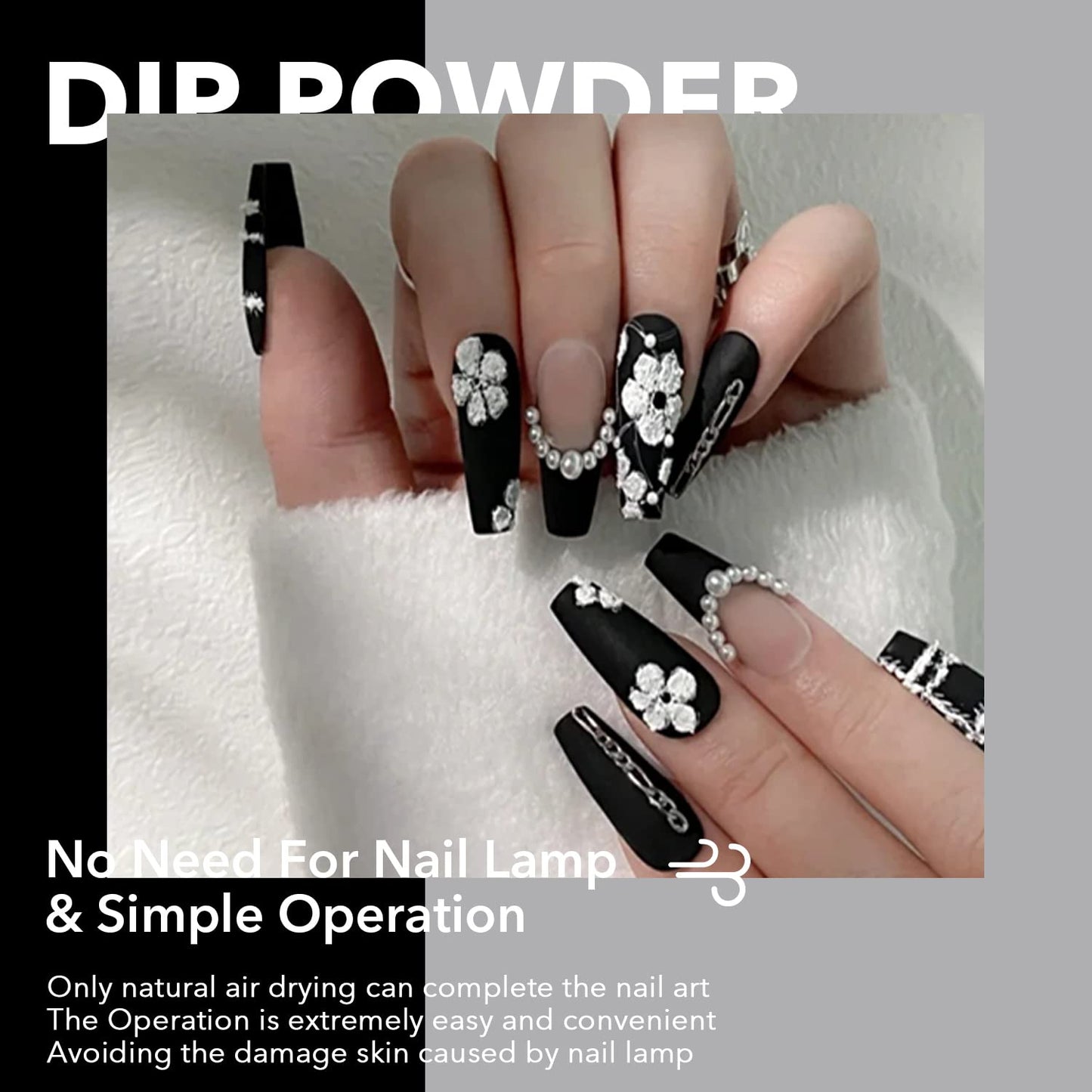 Aokitec Dip Powder Classic Black Color, Nail Dipping Powder French Powder Pro Collection System Nail Art Starter Manicure Salon DIY at Home, Odor-Free&Long-Lasting, No Needed Nail Lamp Curing, 1 Oz